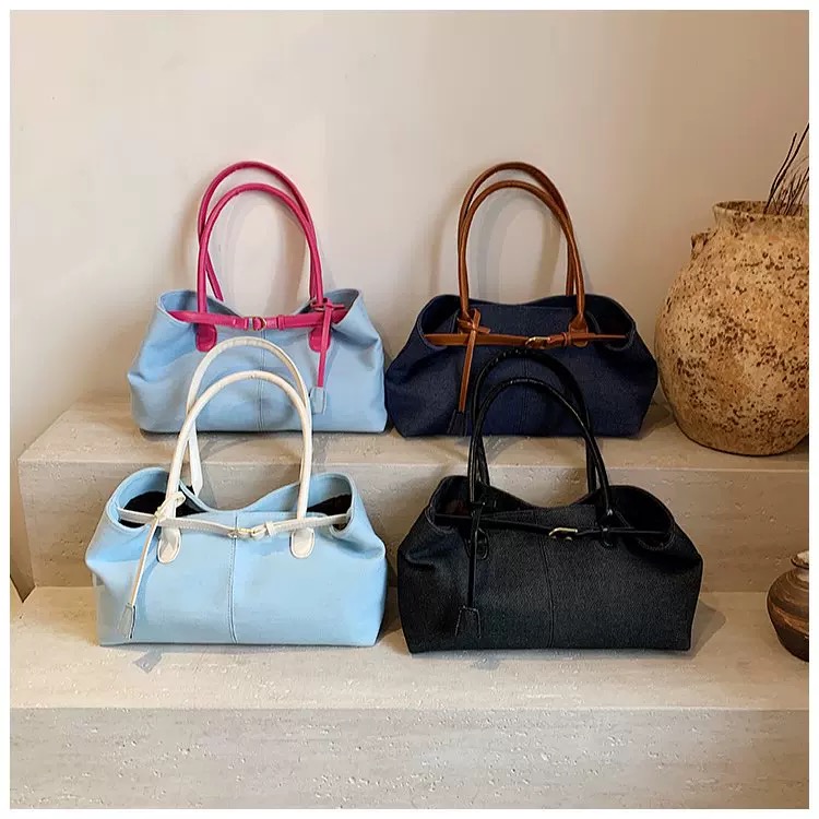 Living the life denim tote bag BG221 images